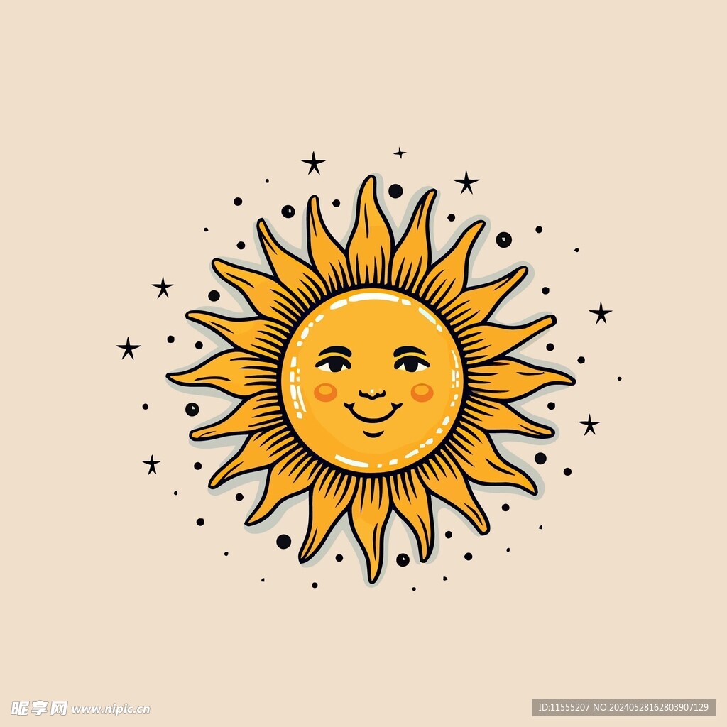 可爱太阳卡通绘画儿童插画