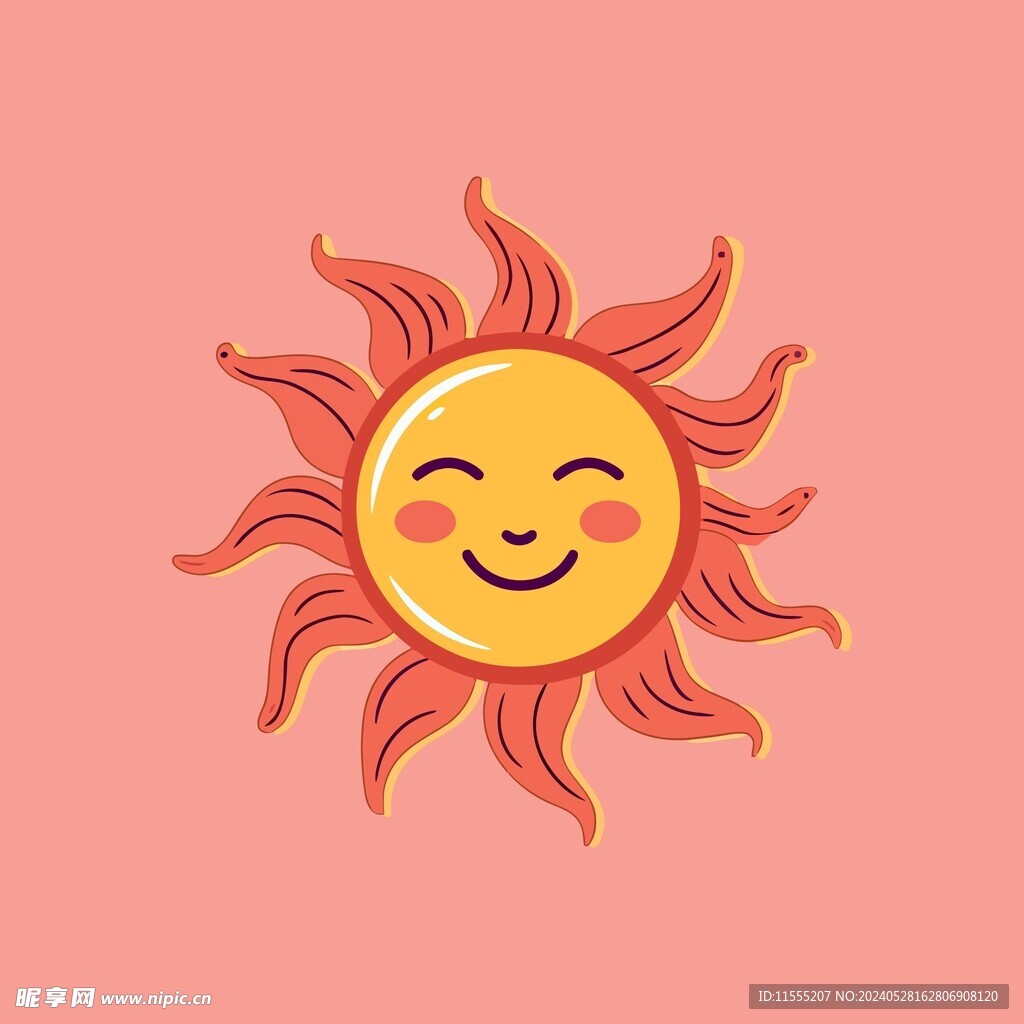 可爱太阳卡通绘画儿童插画