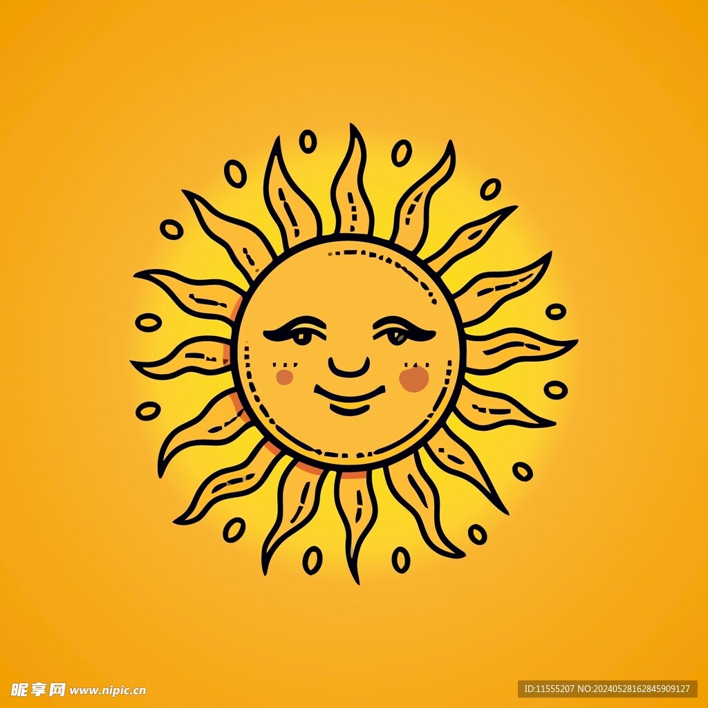 可爱太阳卡通绘画儿童插画