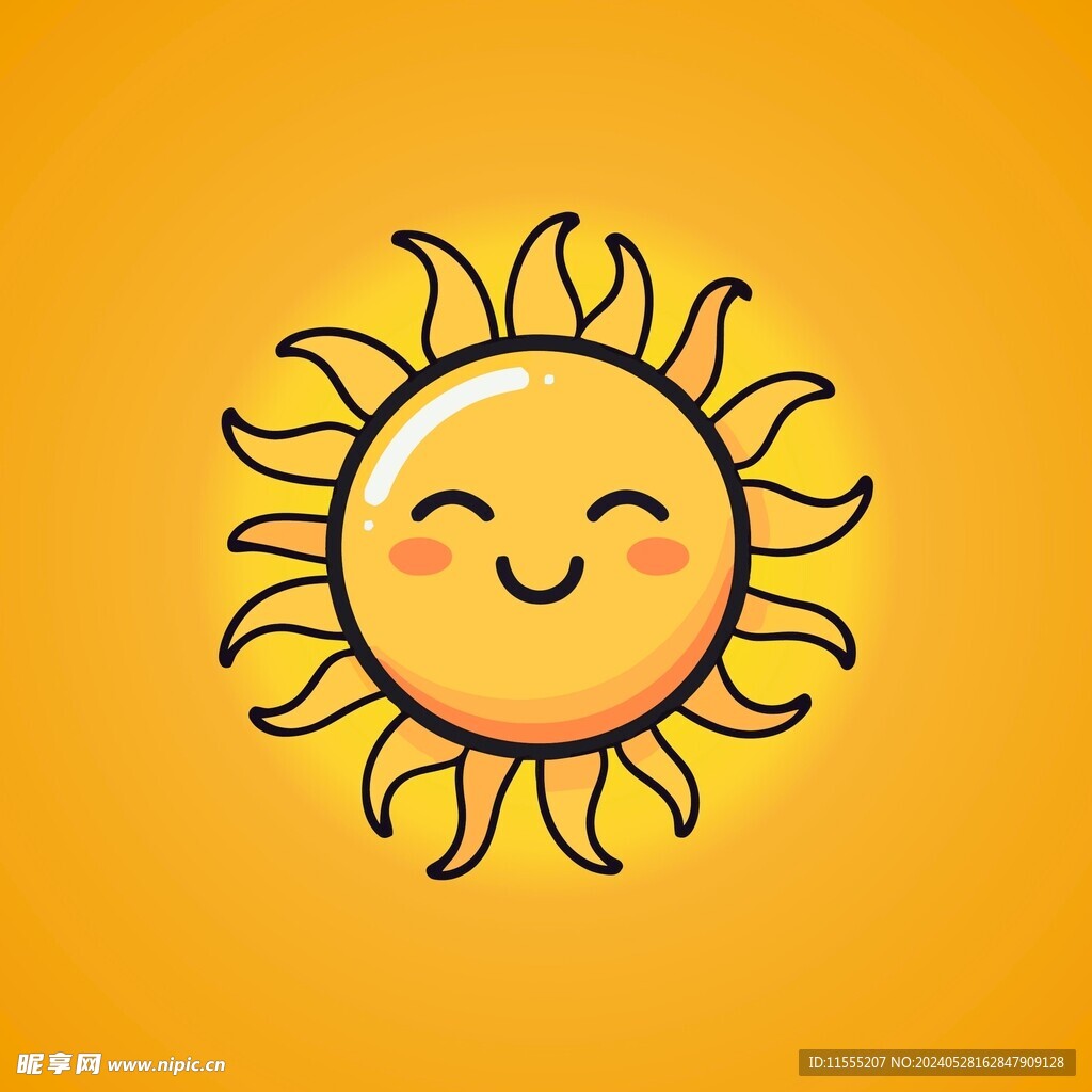 可爱太阳卡通绘画儿童插画