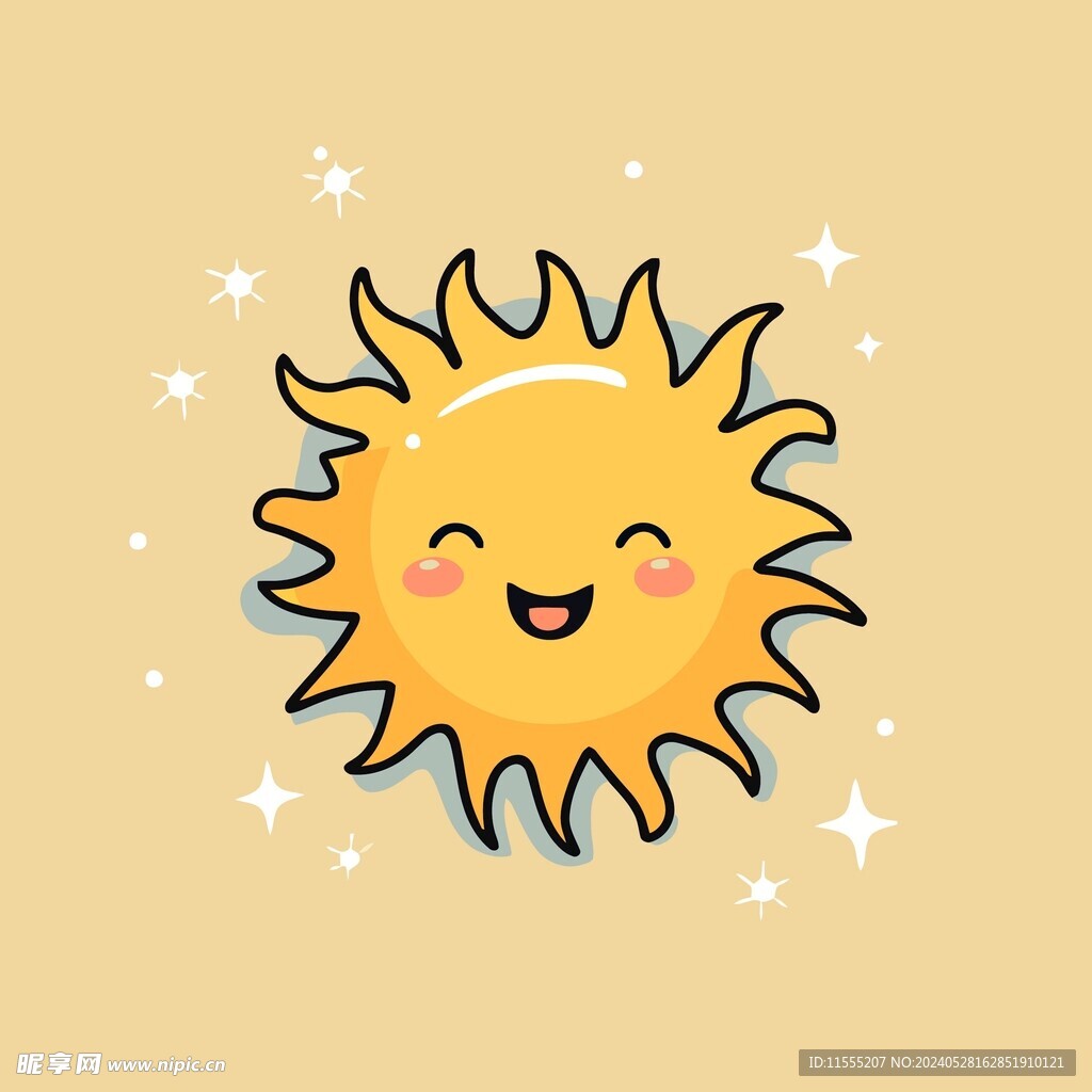 可爱太阳卡通绘画儿童插画