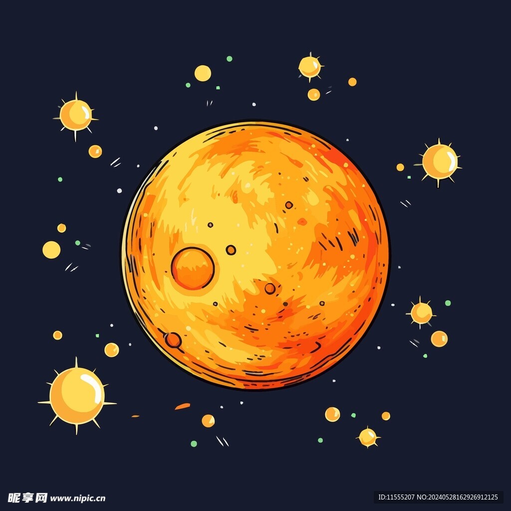 可爱月亮卡通绘画儿童插画