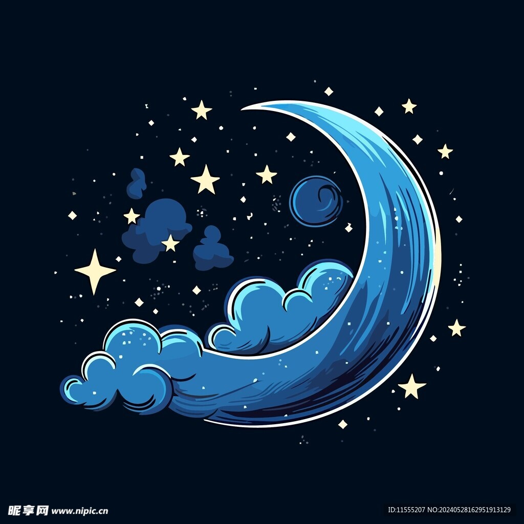 可爱月亮卡通绘画儿童插画