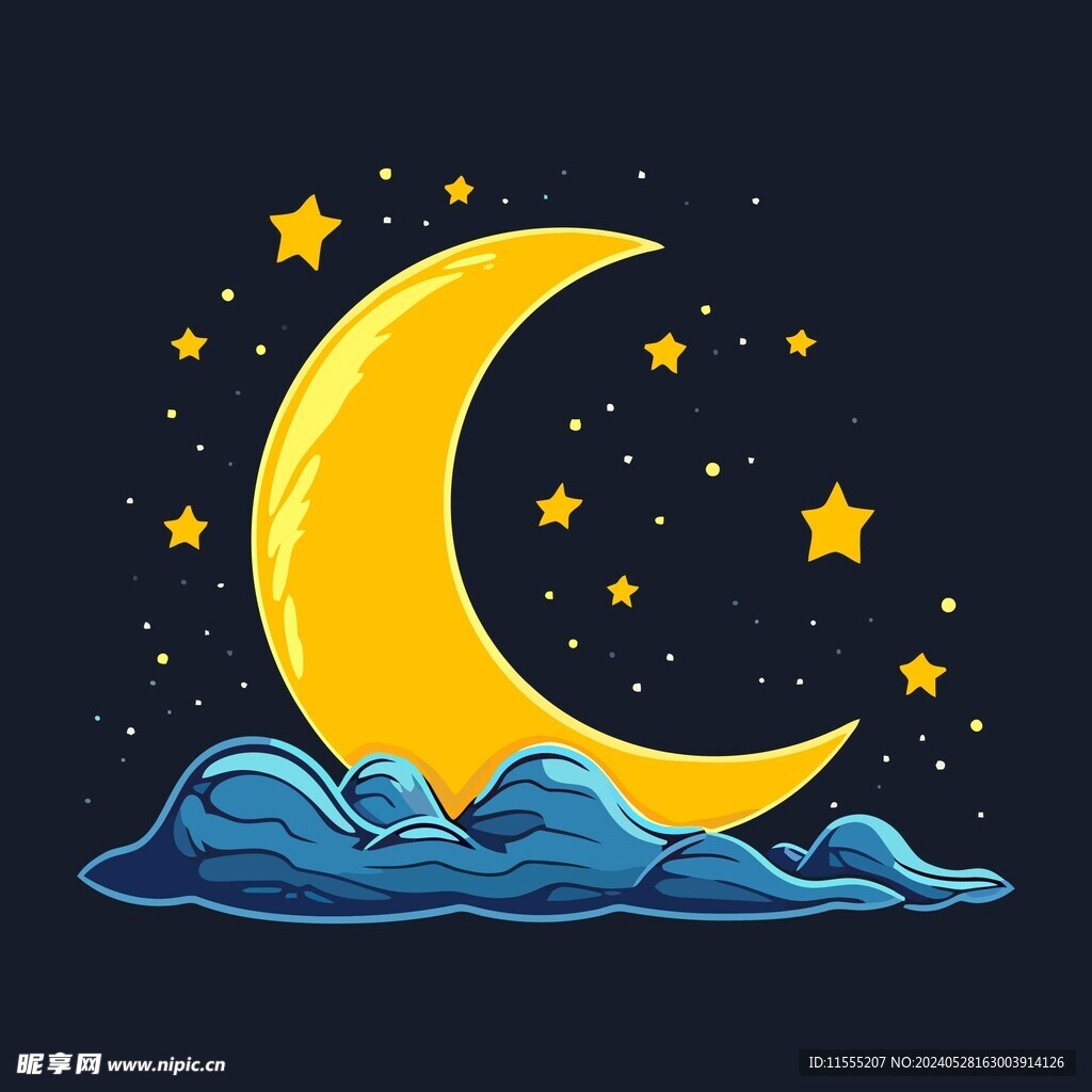 可爱月亮卡通绘画儿童插画