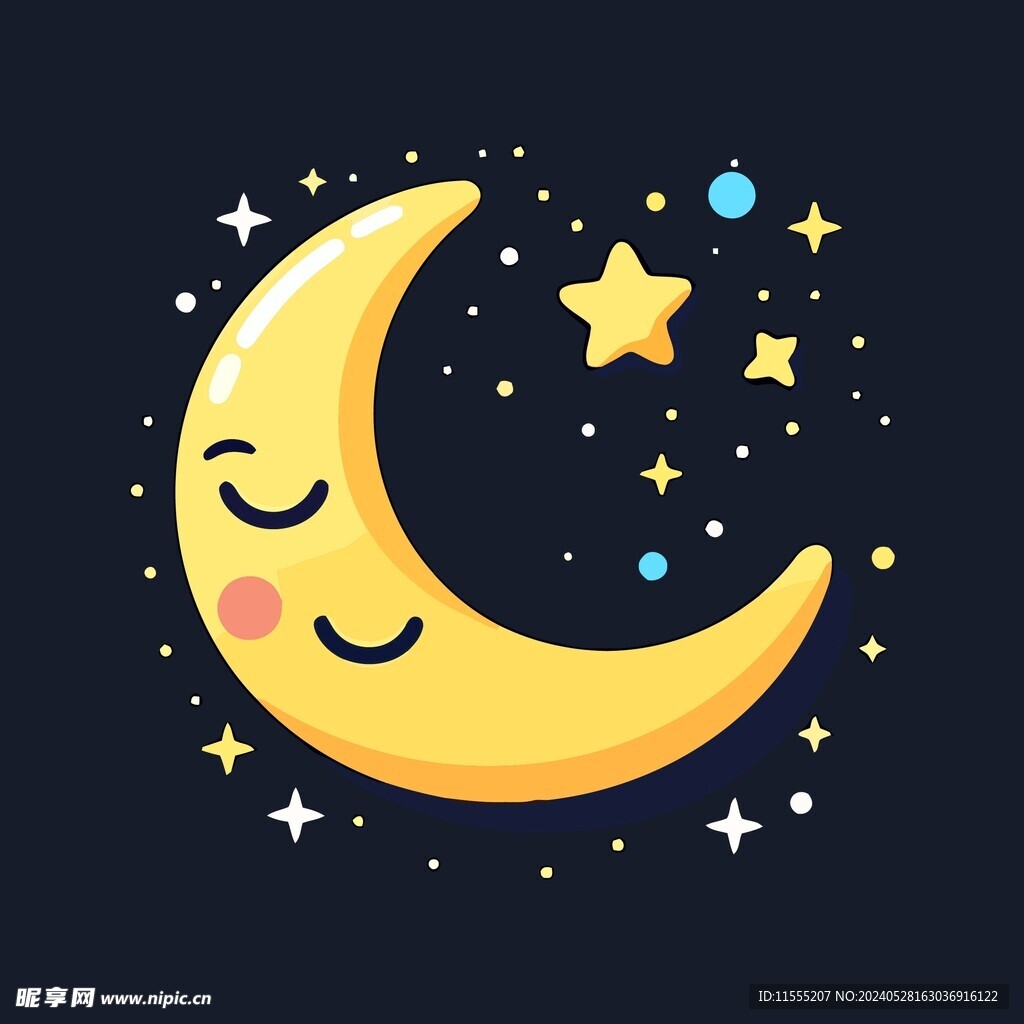 可爱月亮卡通绘画儿童插画