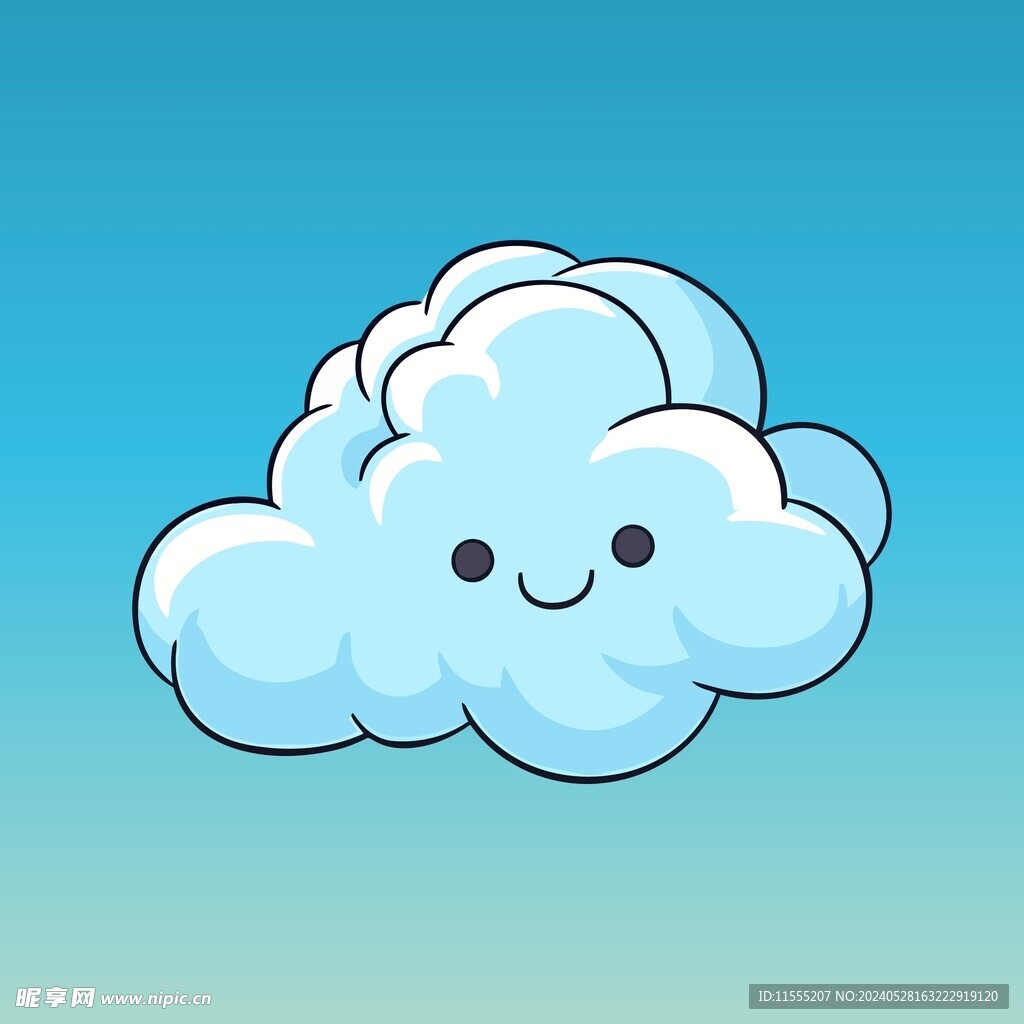 可爱白云卡通绘画儿童插画