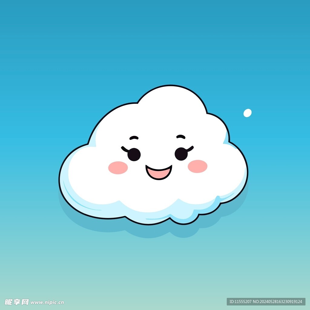 可爱白云卡通绘画儿童插画