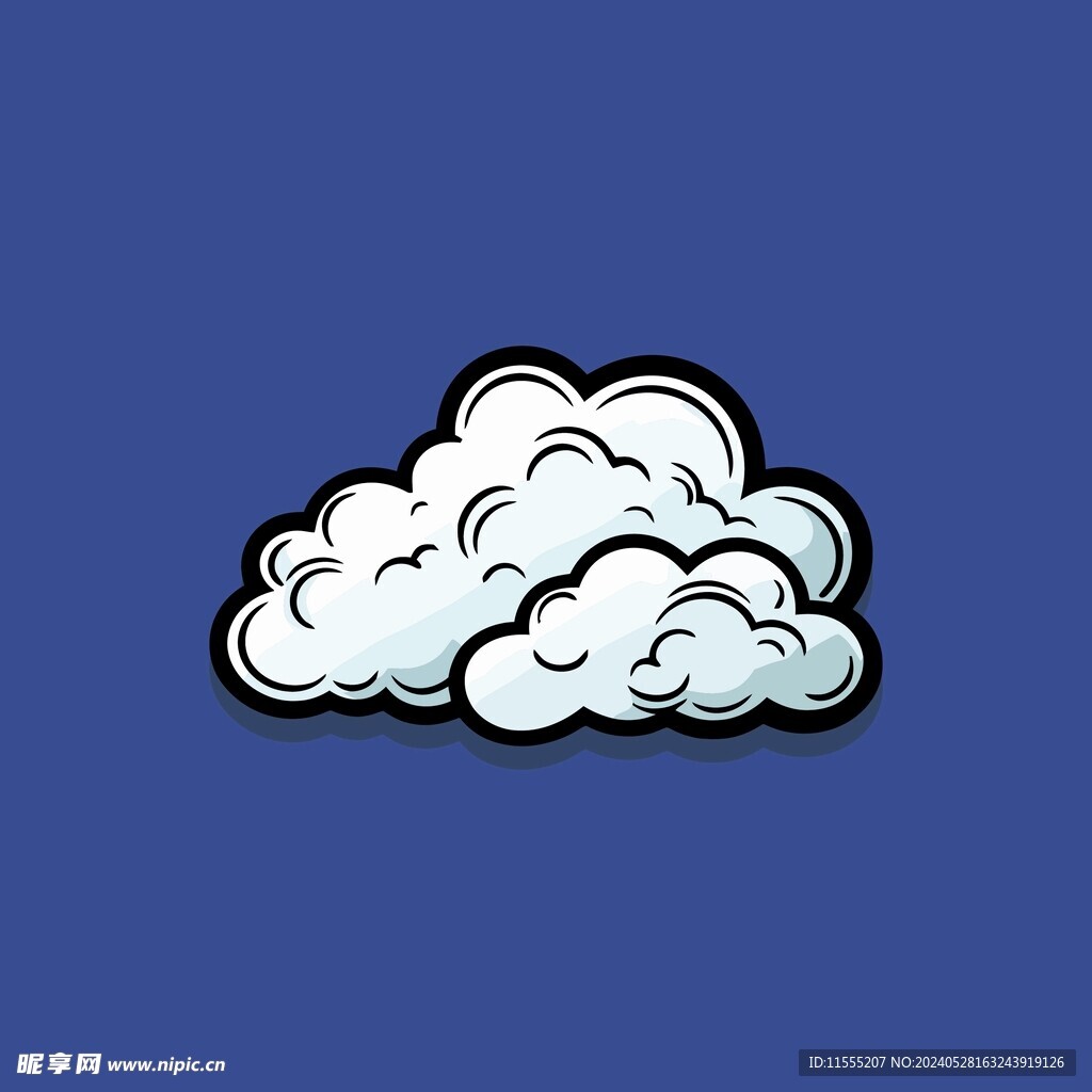 可爱白云卡通绘画儿童插画