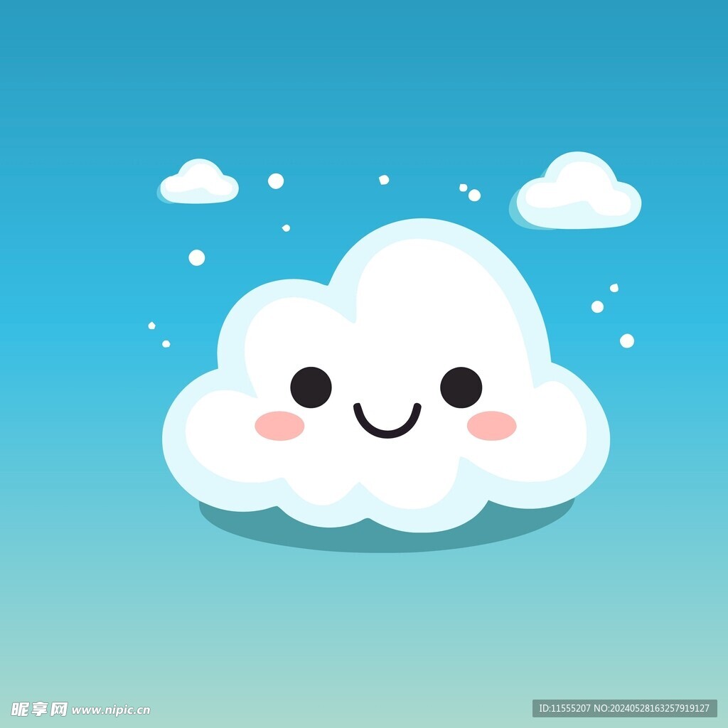 可爱白云卡通绘画儿童插画