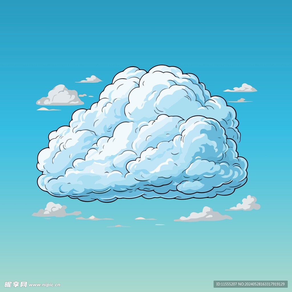可爱白云卡通绘画儿童插画