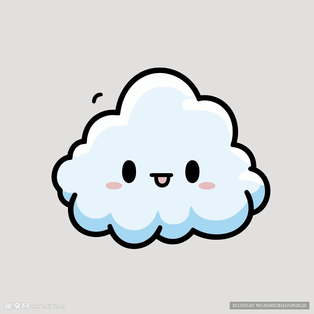 可爱白云卡通绘画儿童插画