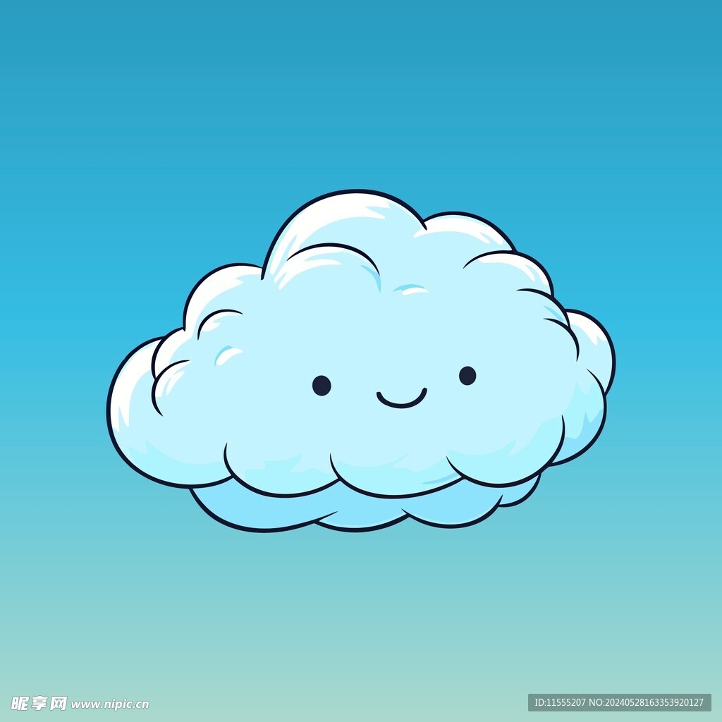 可爱白云卡通绘画儿童插画