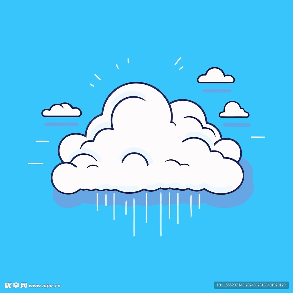 可爱白云卡通绘画儿童插画