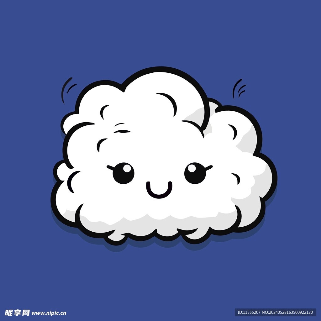 可爱白云卡通绘画儿童插画