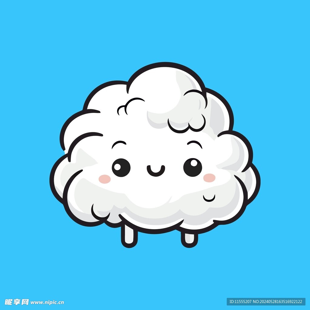 可爱白云卡通绘画儿童插画