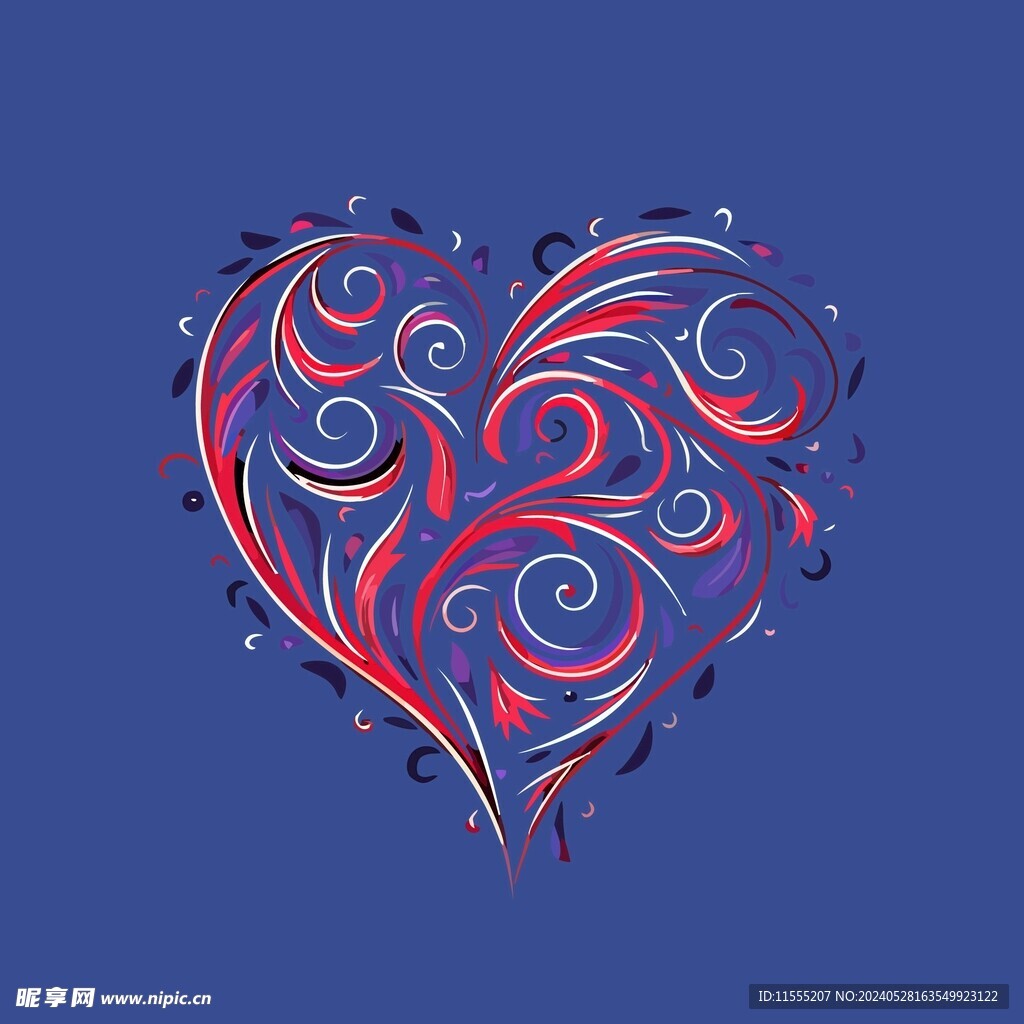 可爱红心爱情卡通绘画儿童插画