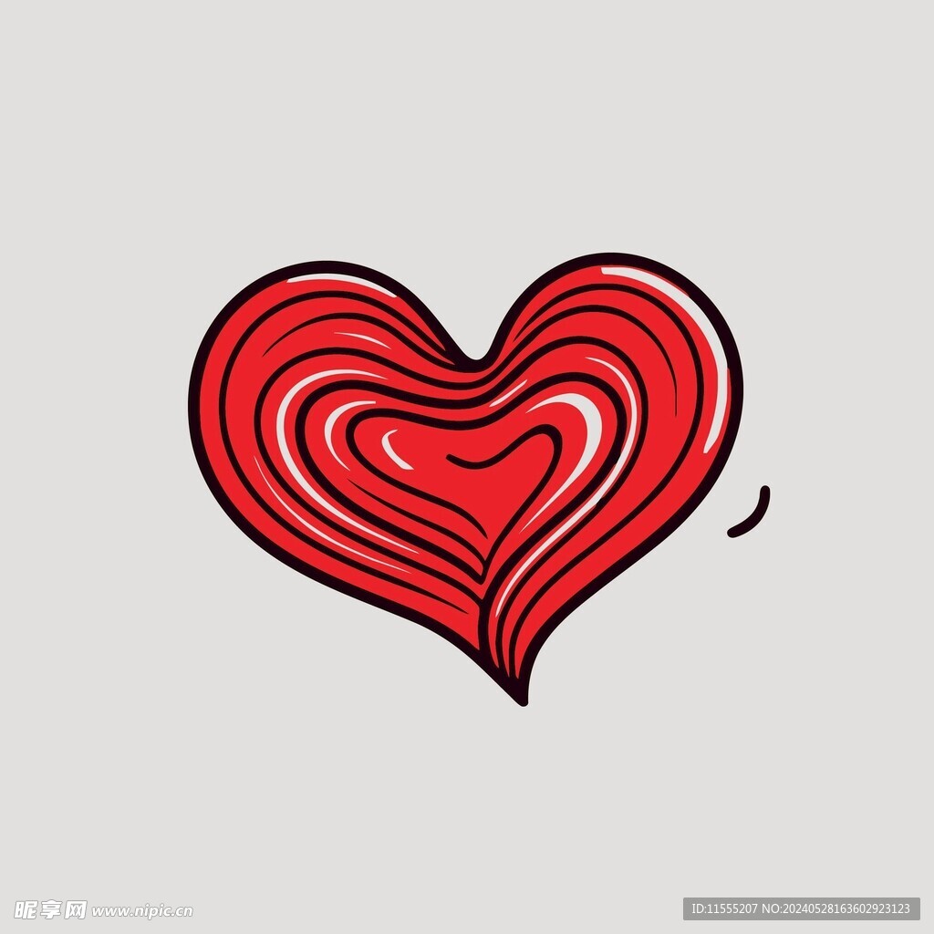 可爱红心爱情卡通绘画儿童插画