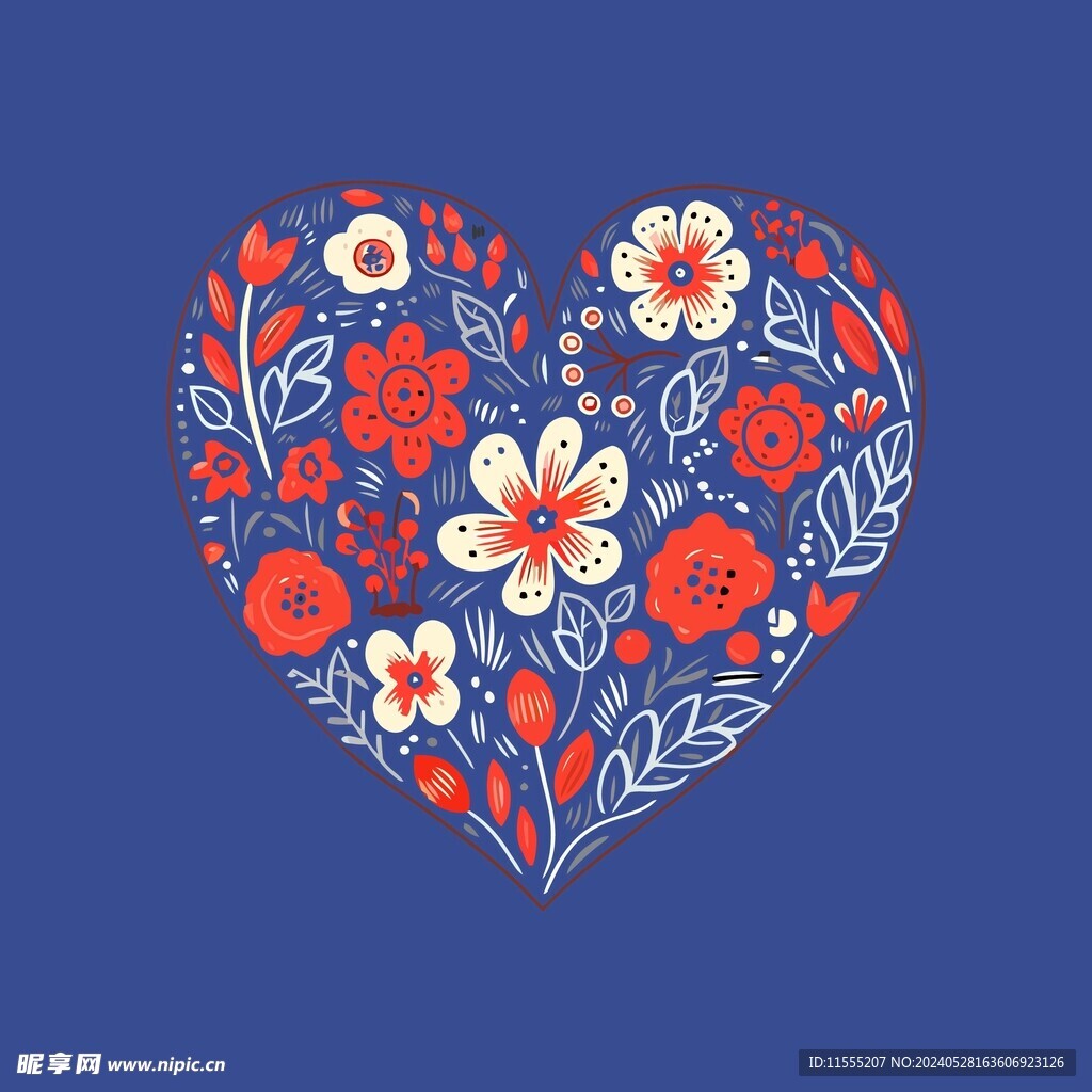 可爱红心爱情卡通绘画儿童插画