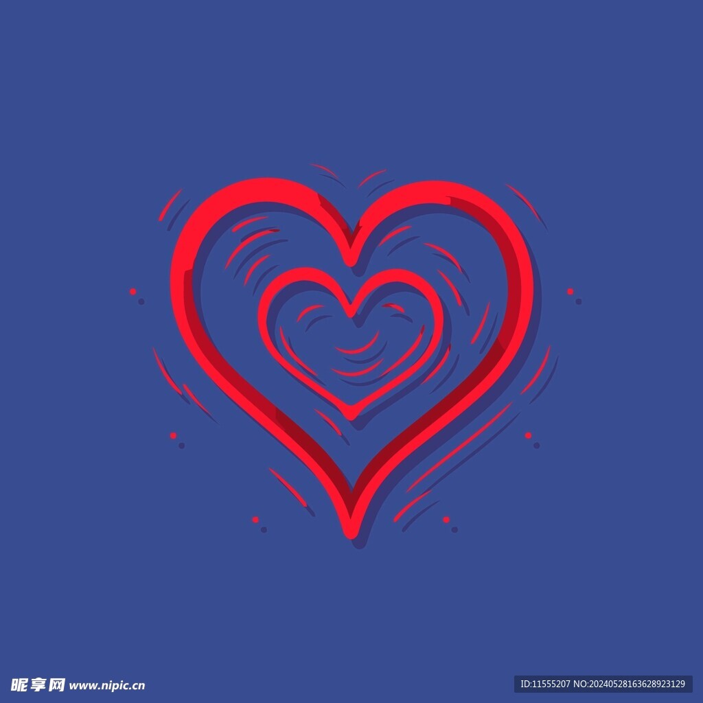 可爱红心爱情卡通绘画儿童插画