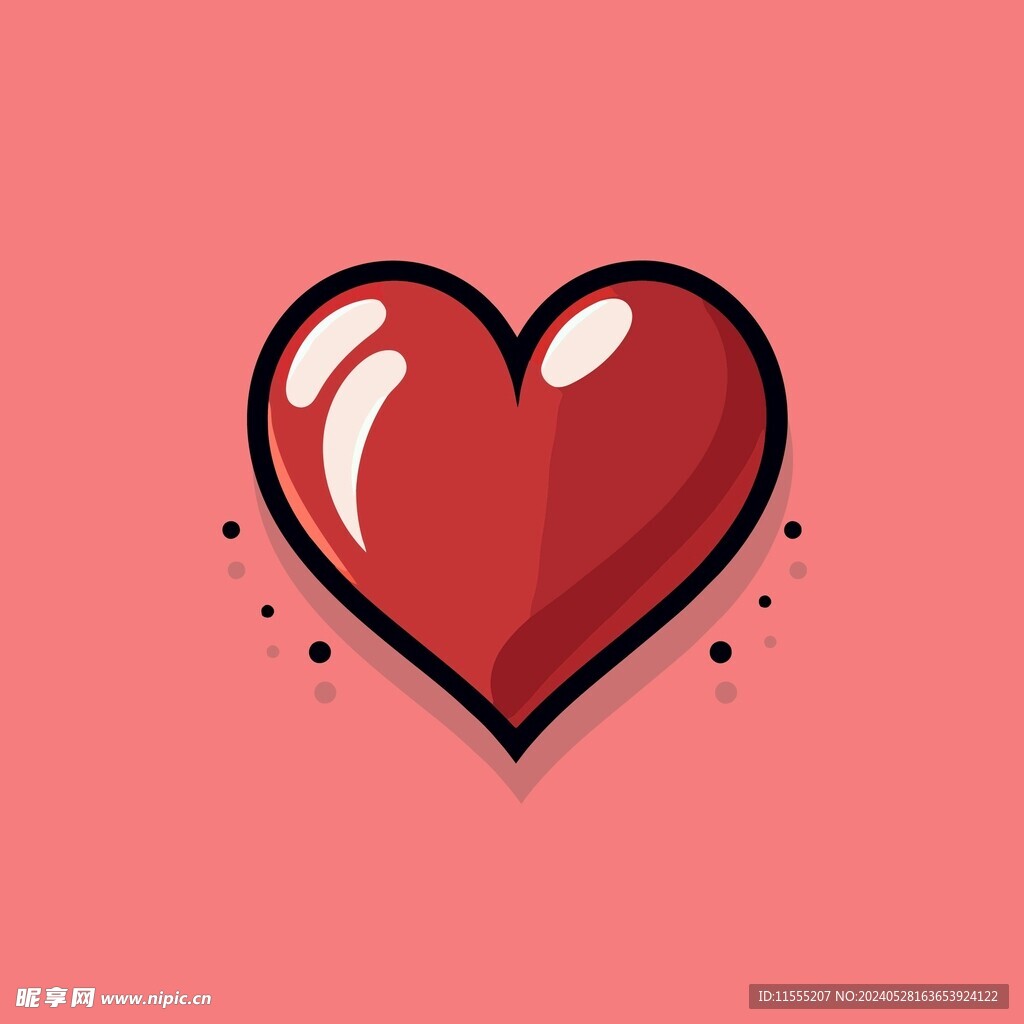 可爱红心爱情卡通绘画儿童插画