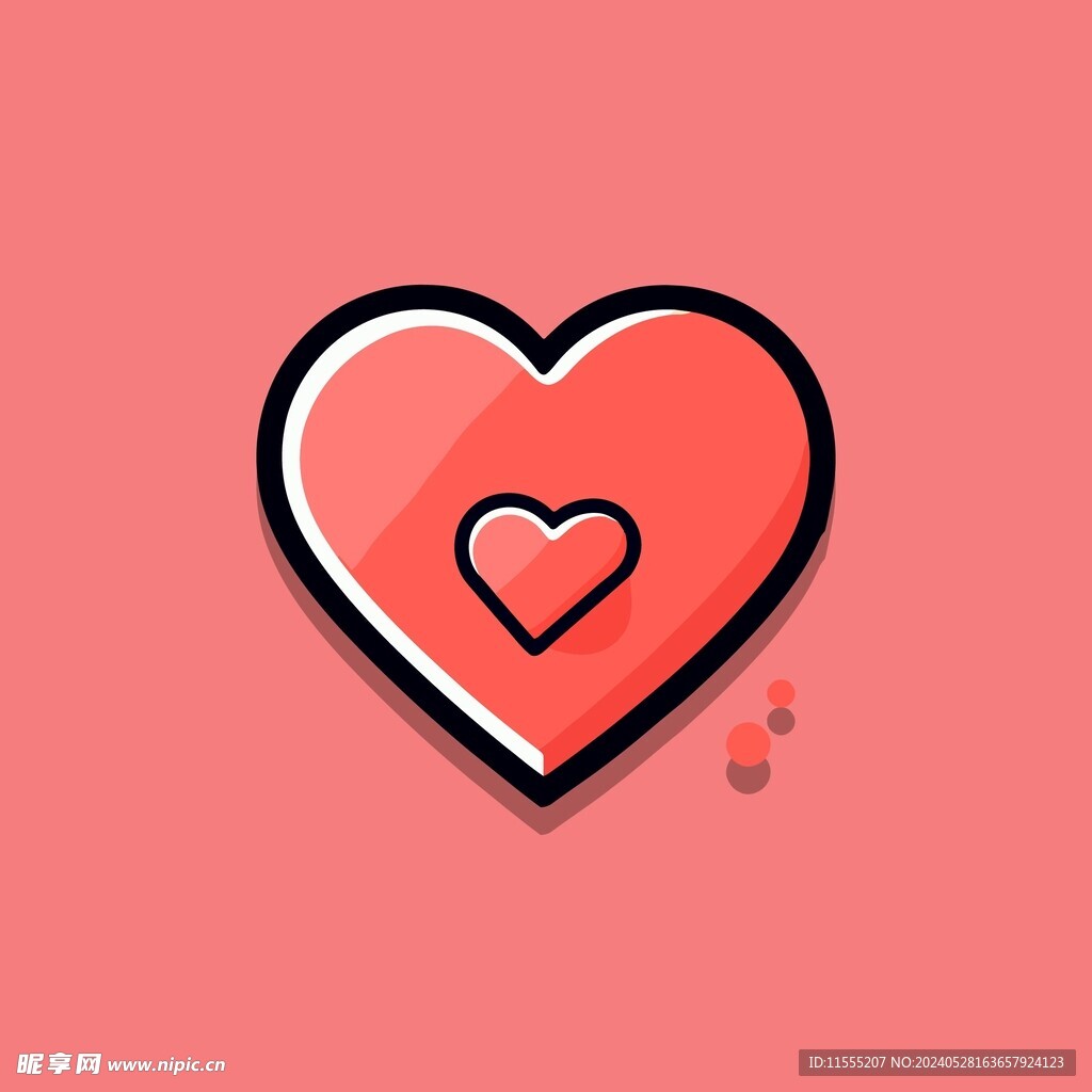 可爱红心爱情卡通绘画儿童插画