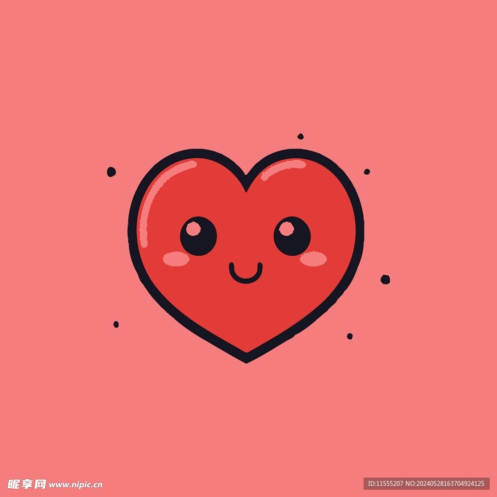可爱红心爱情卡通绘画儿童插画