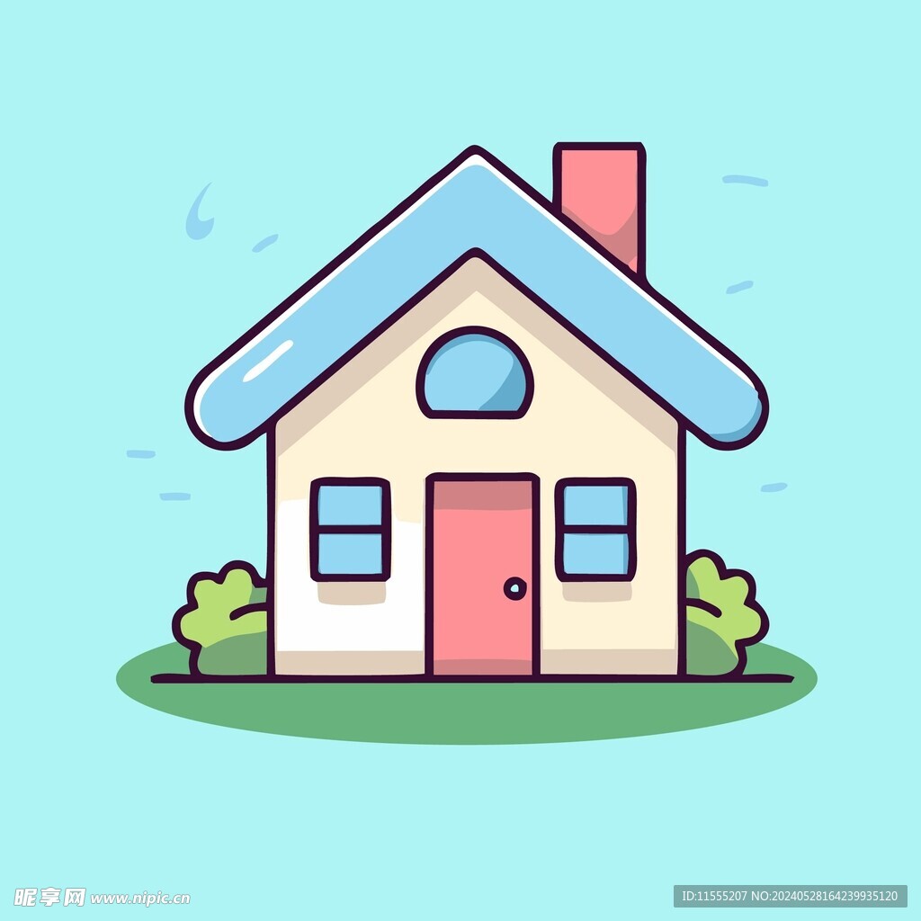卡通阳光小房子矢量简笔画