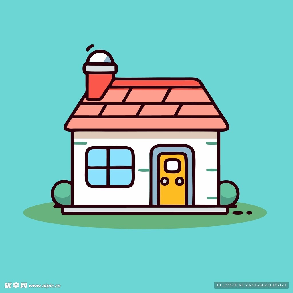 卡通阳光小房子矢量简笔画