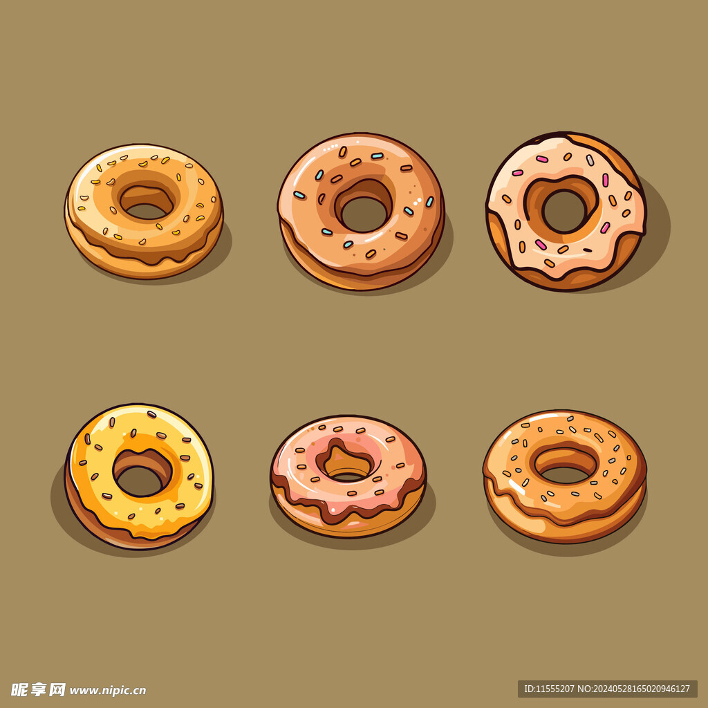 美味甜甜圈奶油矢量简笔画