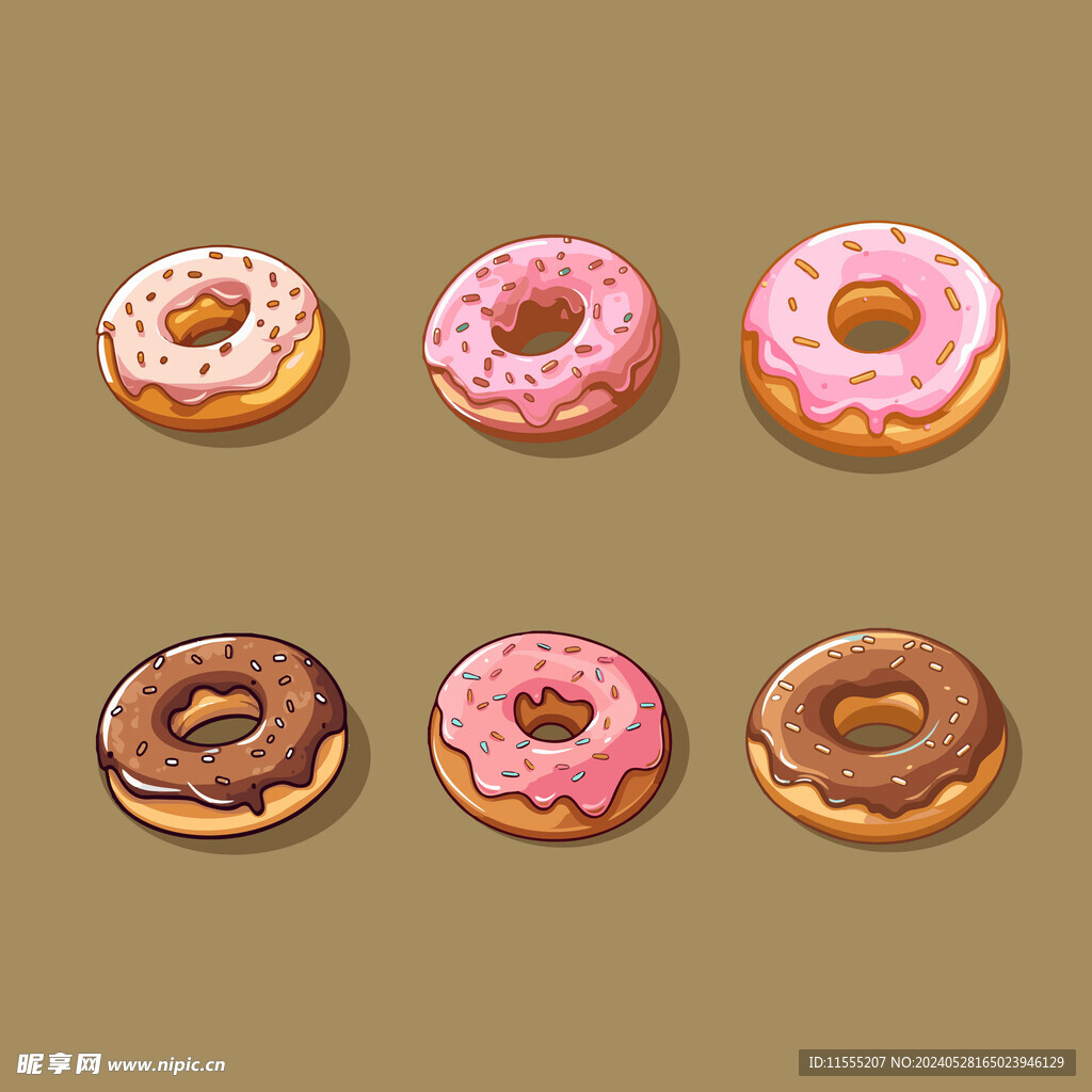 美味甜甜圈奶油矢量简笔画