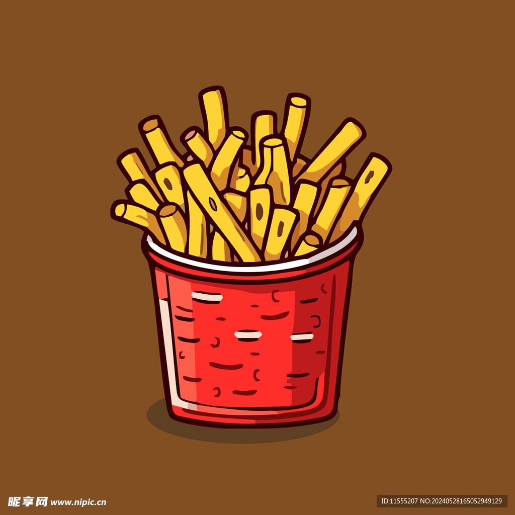 西式快餐美味薯条矢量简笔画