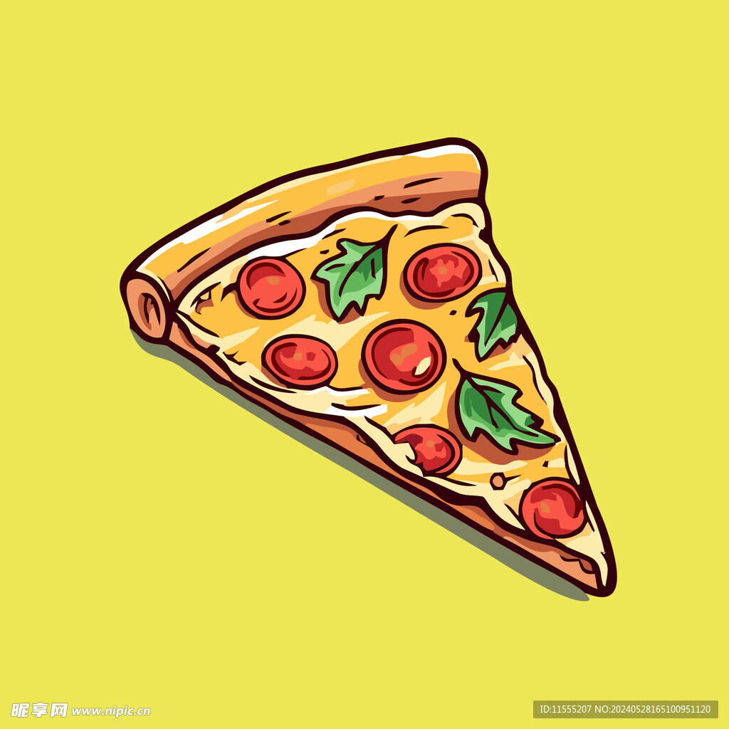 西式快餐美味披萨饼矢量简笔画