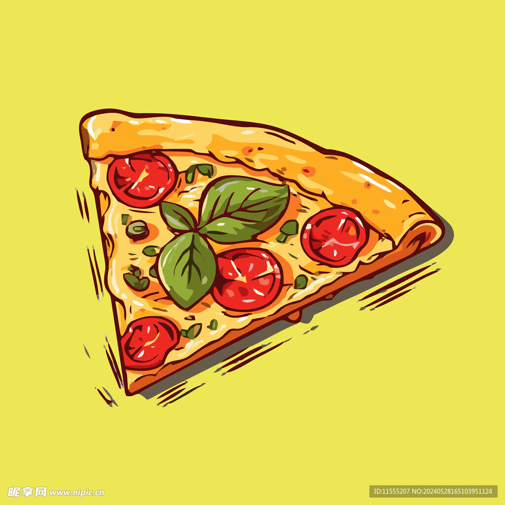 西式快餐美味披萨饼矢量简笔画