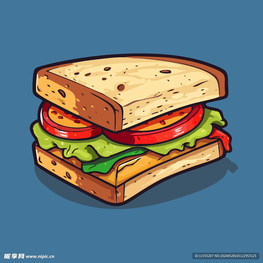 西式快餐美味汉堡矢量简笔画