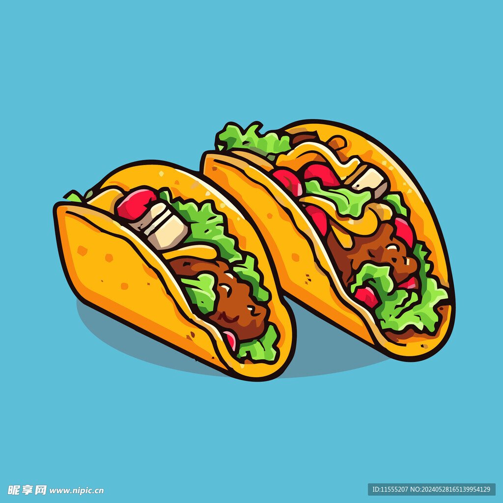 西式美味烤肉卷矢量插画