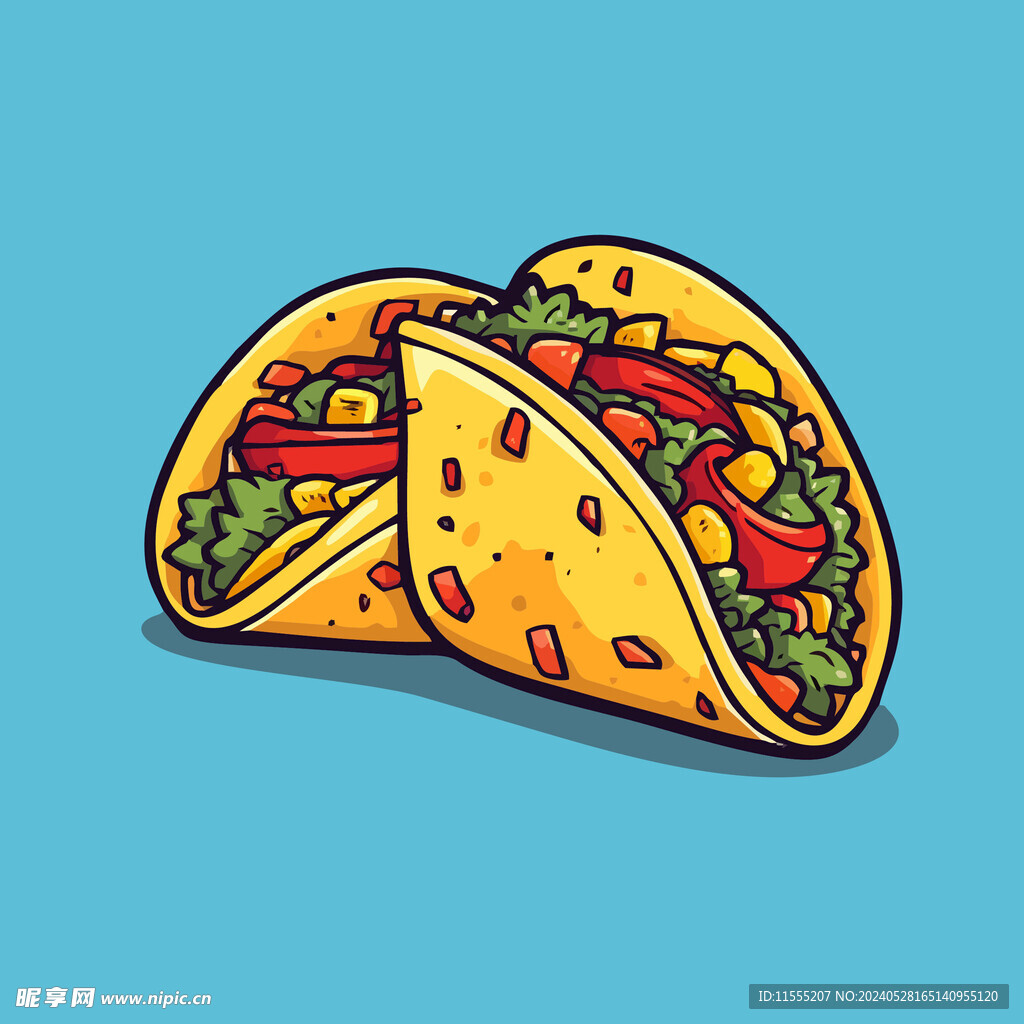 西式美味烤肉卷矢量插画