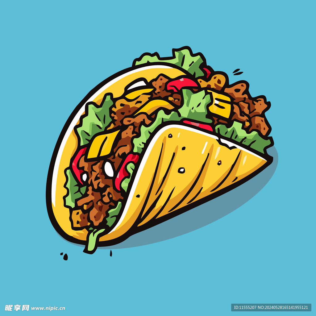 西式美味烤肉卷矢量插画