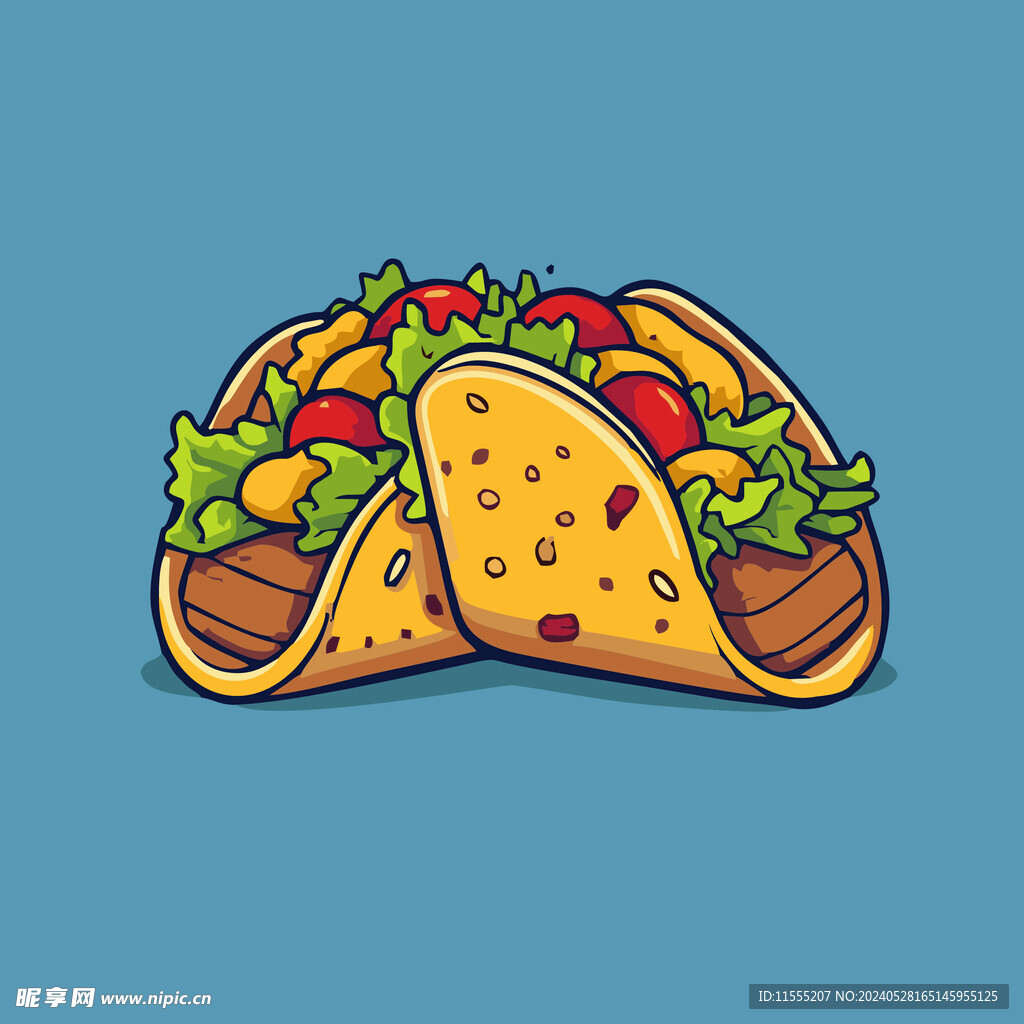 西式美味烤肉卷矢量插画