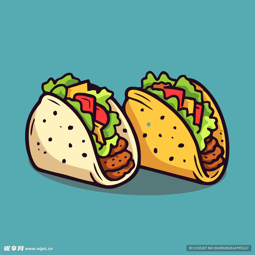 西式美味烤肉卷矢量插画