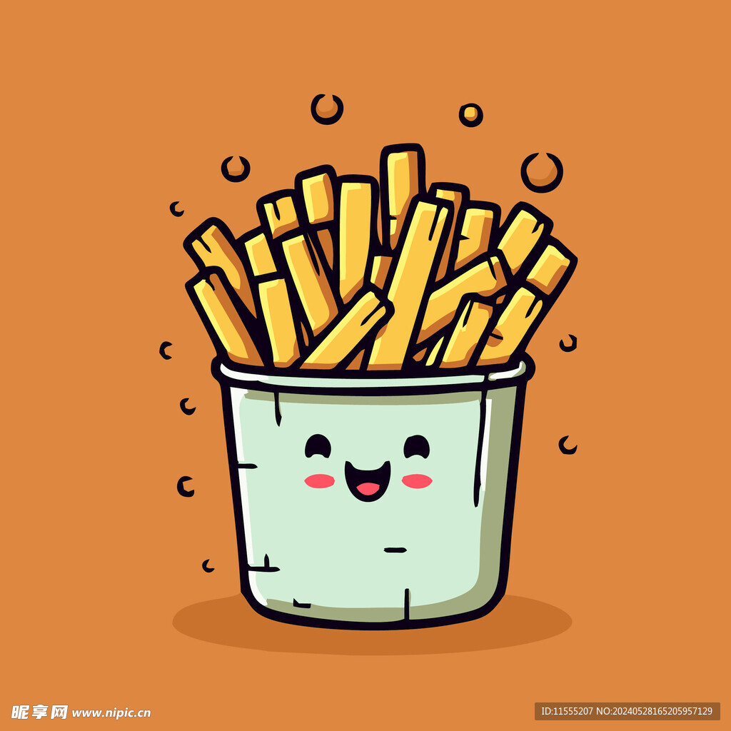 西式美味炸薯条矢量卡通简笔画