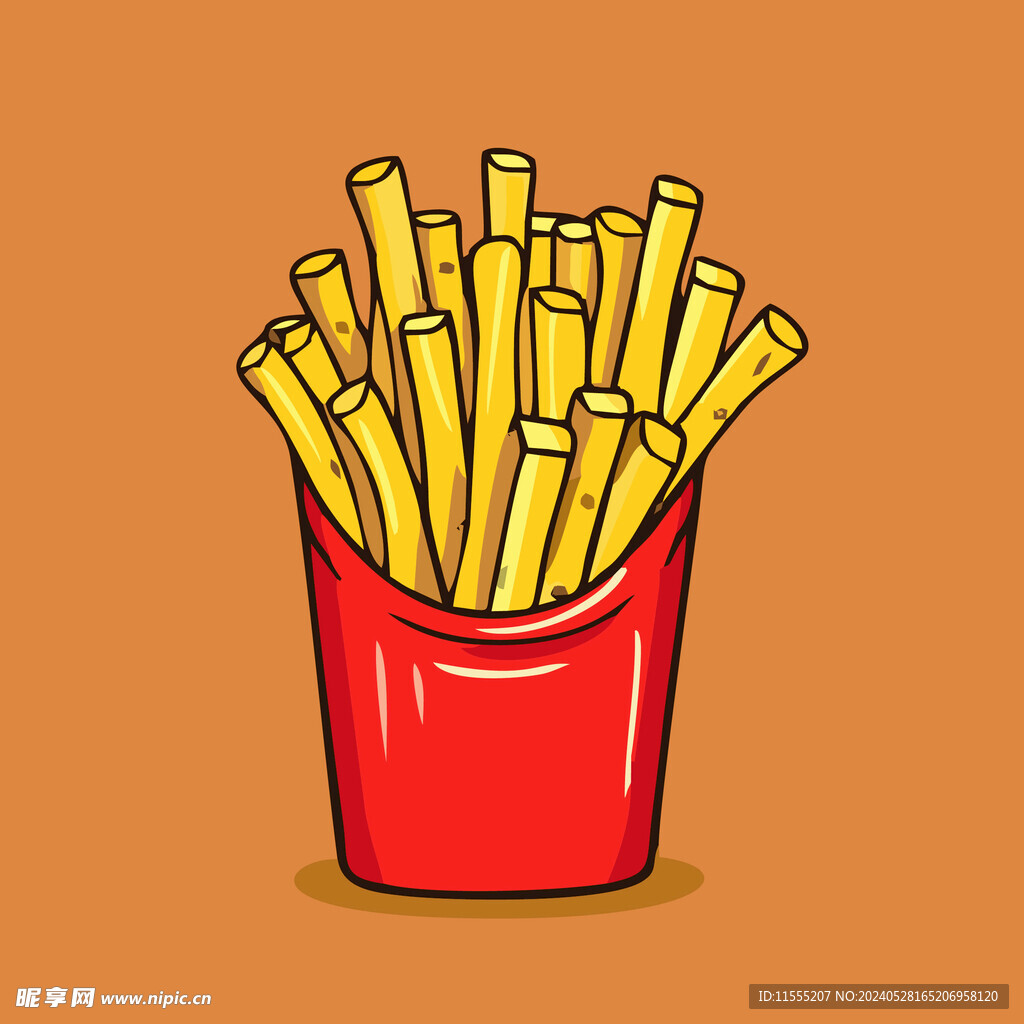 西式美味炸薯条矢量卡通简笔画