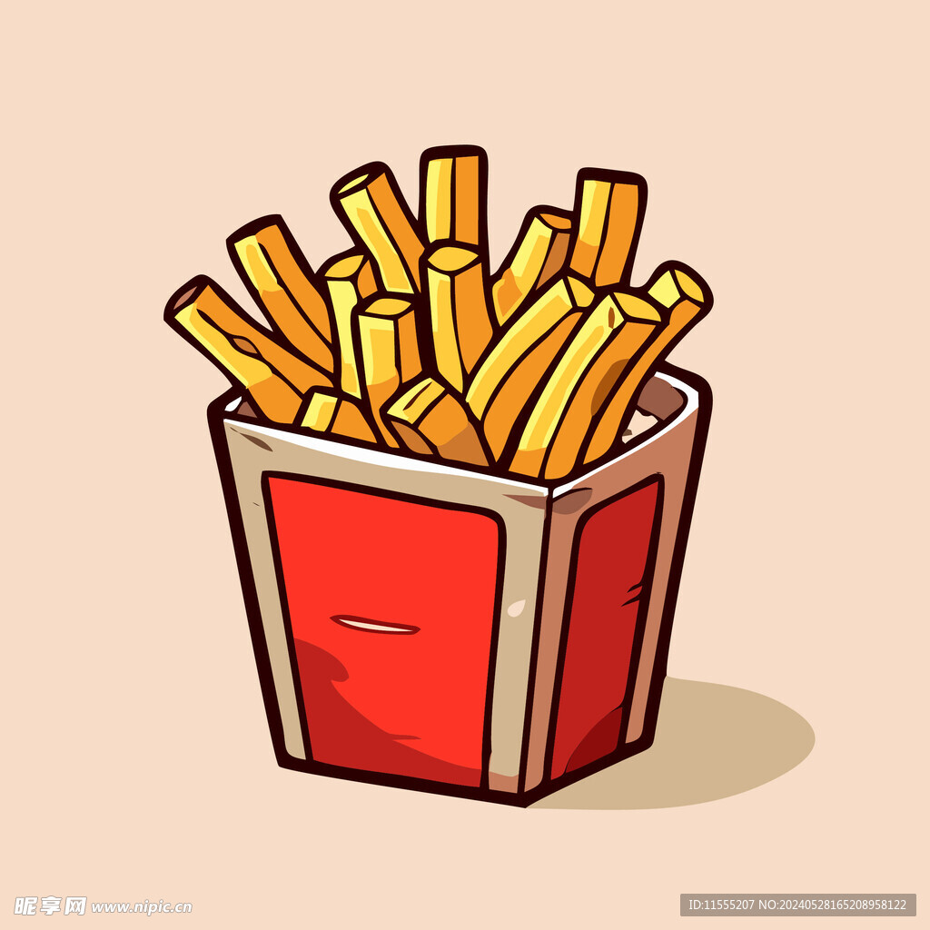 西式美味炸薯条矢量卡通简笔画