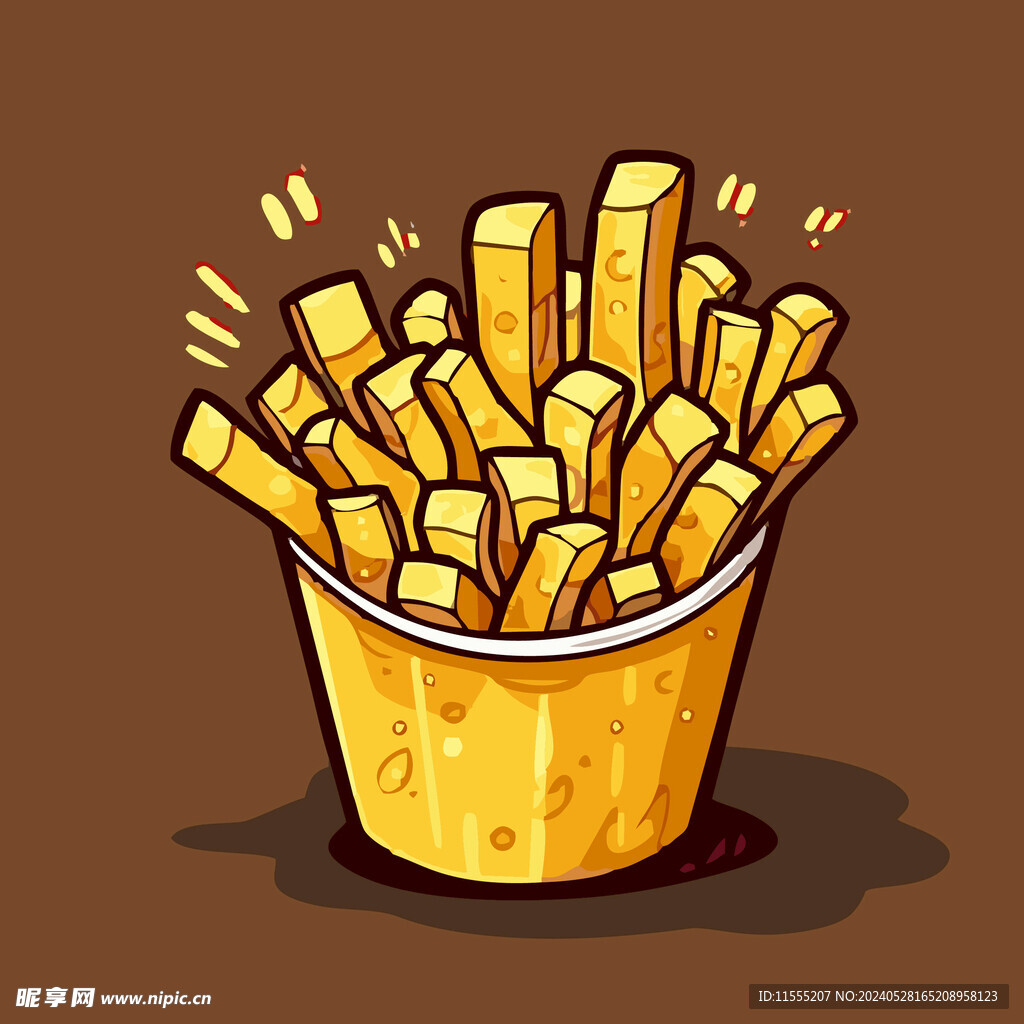 西式美味炸薯条矢量卡通简笔画