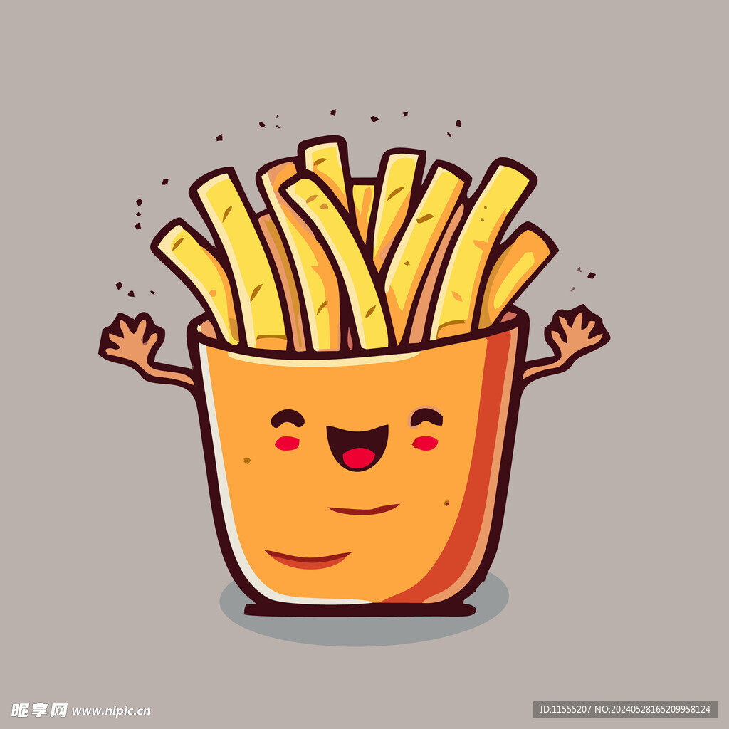 西式美味炸薯条矢量卡通简笔画
