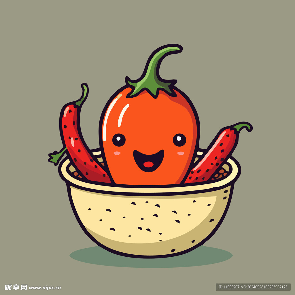 辣椒蔬菜手绘矢量插画