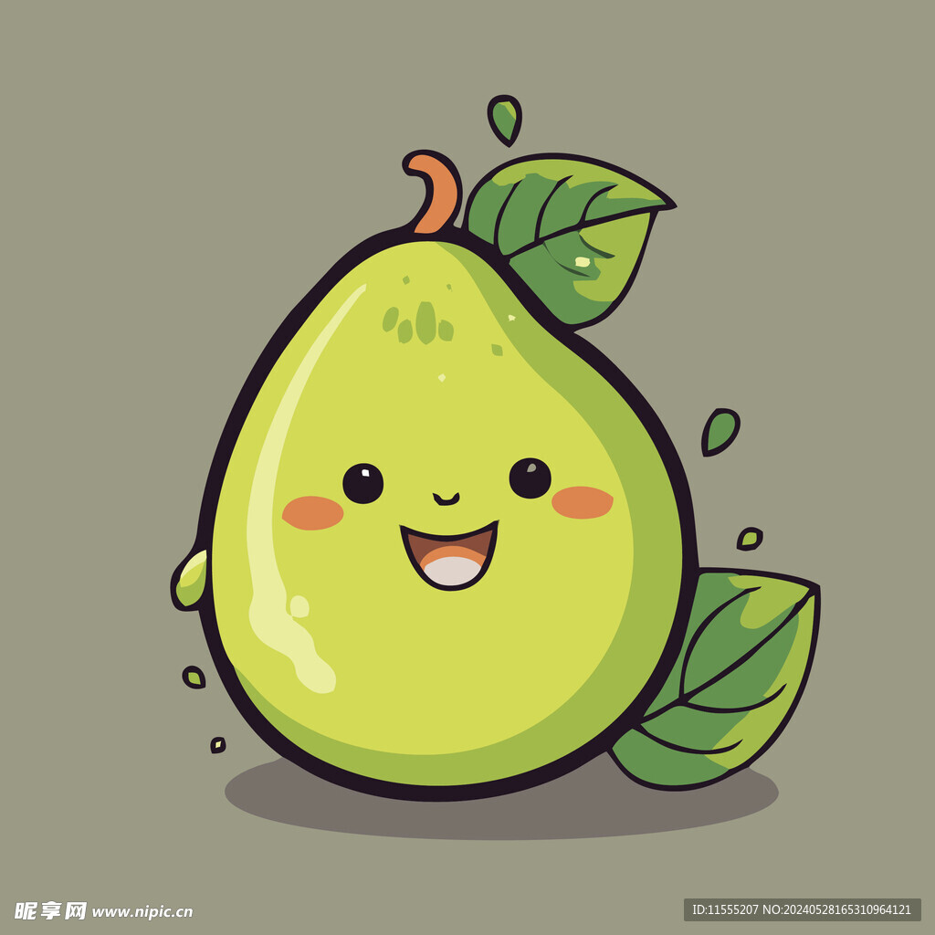 梨水果手绘矢量插画