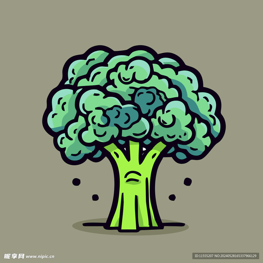 西兰花蔬菜手绘矢量插画