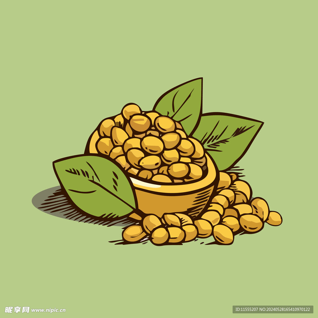 黄豆蔬菜手绘矢量插画