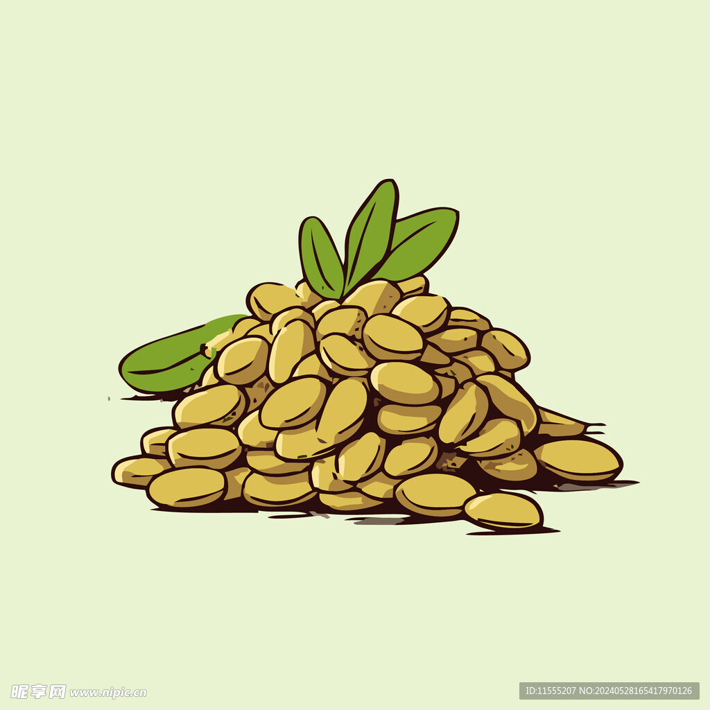 黄豆蔬菜手绘矢量插画