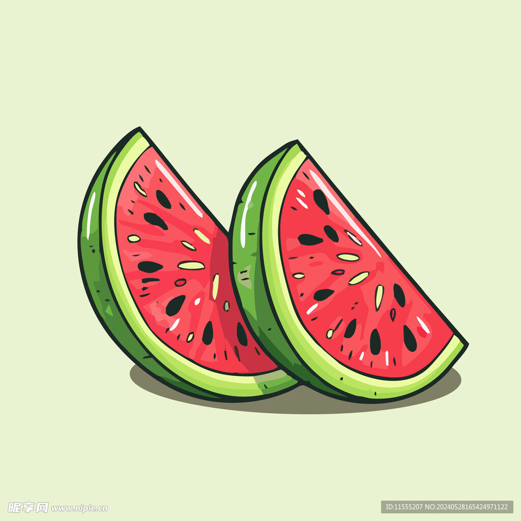 西瓜水果手绘矢量插画